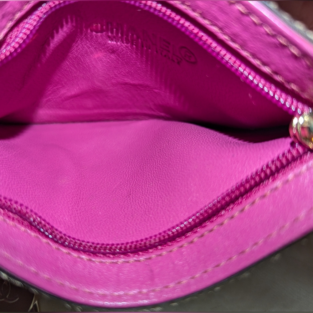 CHANEL Pony Hair Key Cles Card Holder with Box Beige Pink Rare VGUC - Picture 6 of 11